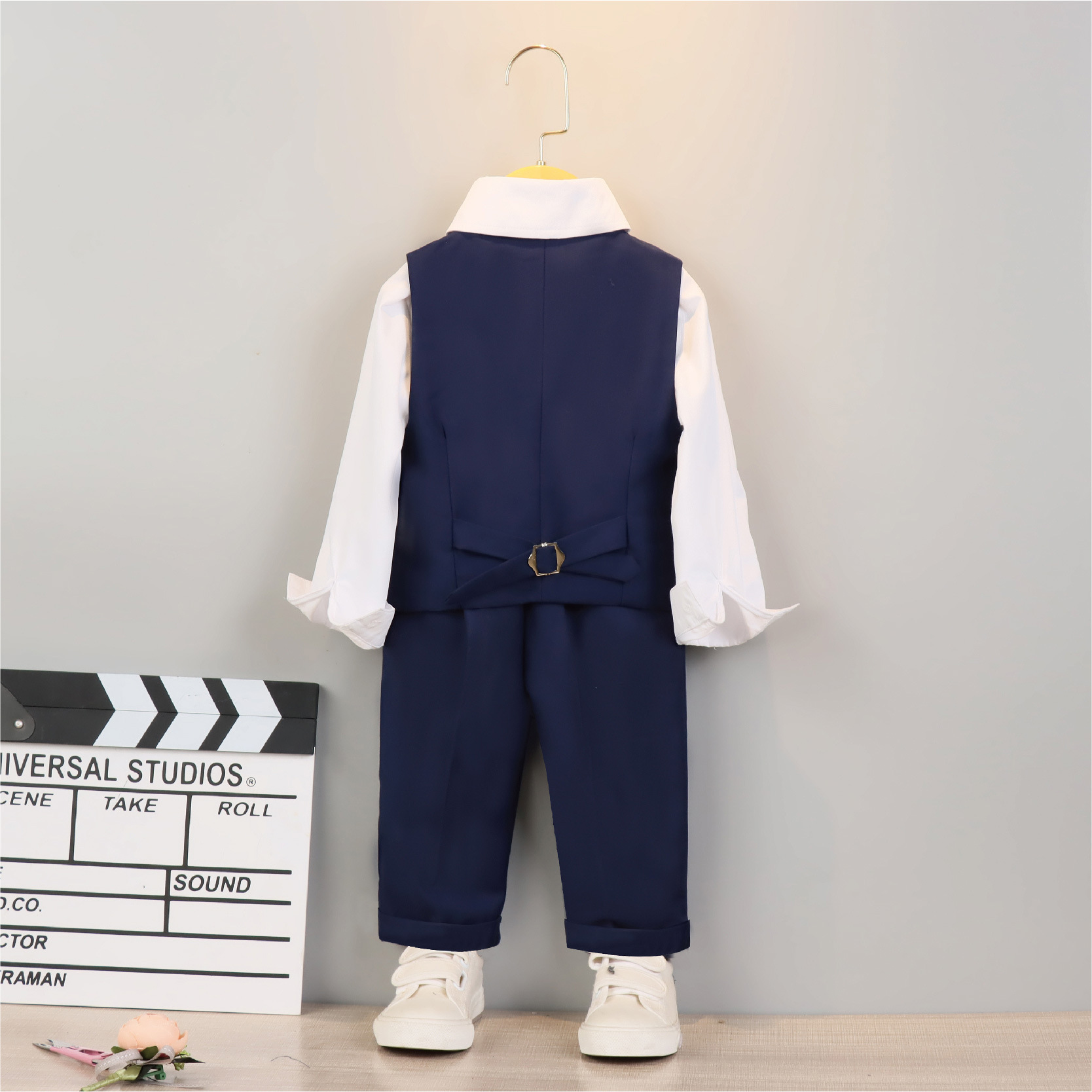 Jungen Anzug Set 3-teilig Blazer Weste Hose mit Hemd & Fliege für Geburtstagsfeier Hochzeit Festzug_voghion.com