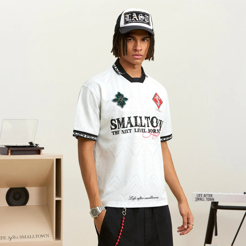 夏のファッションカジュアル多用途トレンドヒップホップファミリーパターンエスニックスタイルフルプリント襟半袖Tシャツトレンディなファッション|undefined