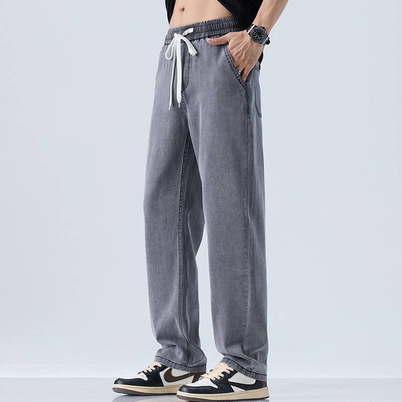 Spring and Summer Popular Tencel Jeans for Men, Thin, Loose, Straight, Soft, Trendy, Versatile Casual Jeans