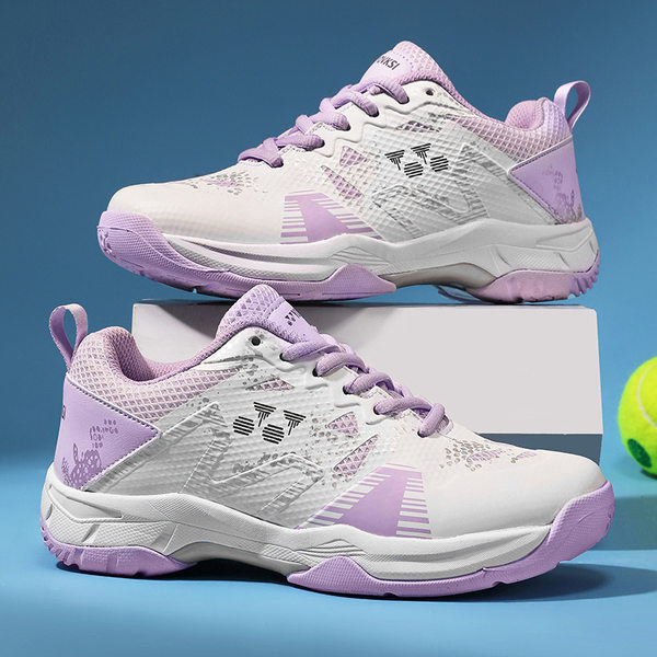 Giày cầu lông nữ chuyên nghiệp thi đấu tập luyện, giày tennis siêu sợi thoải mái, gót 3-5 cm — màu tím