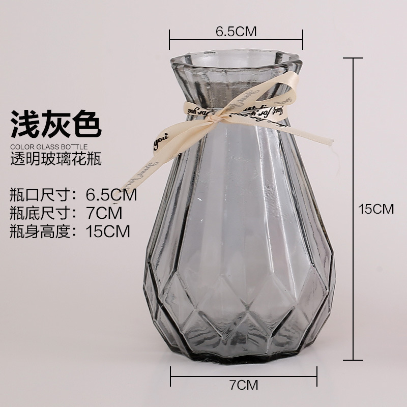 Jarrón de cristal sencillo de estilo europeo, jarrón de flores transparente y colorido para sala de estar, recipiente de cerámica, jarrón decorativo para escritorio y sala de estar