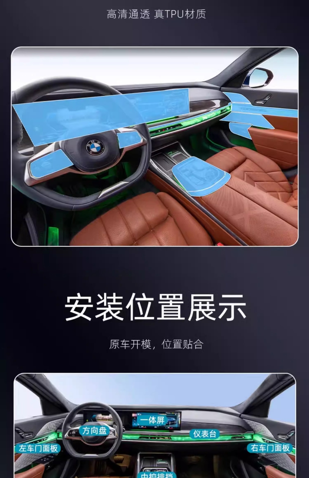 Applicable to BMW 7 Series Interior Film Central Control Screen Tempered Film 740 Modification 735 Decoration Auto Accessories
