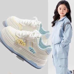 韓版蘭色厚底時尚小白鞋女2025春夏新款百搭休閒可愛小魚透氣板鞋