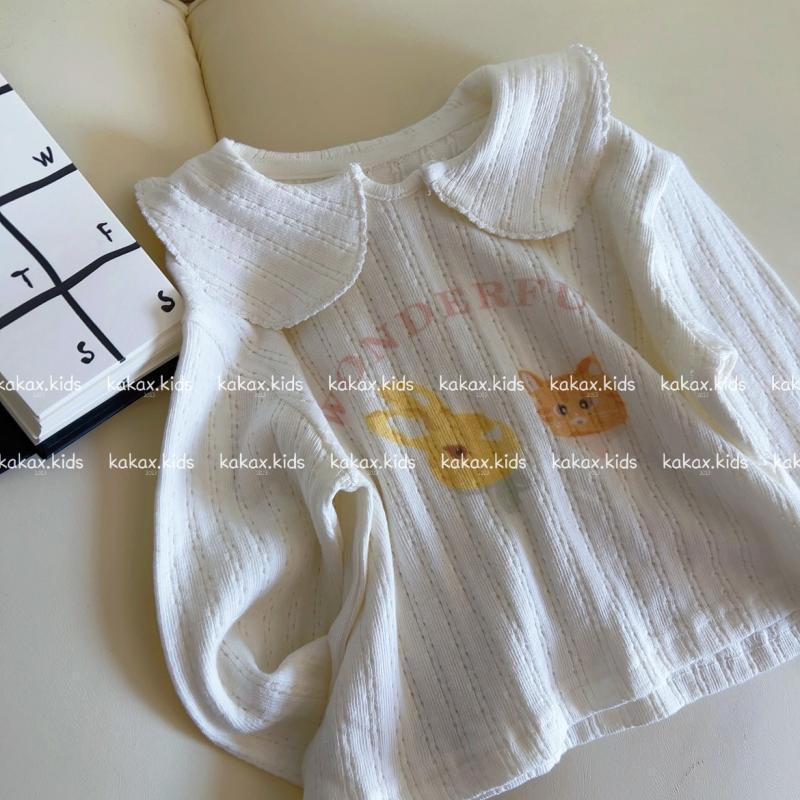 韓版春秋新款女童娃娃領卡通百搭上衣女寶寶洋氣打底衫潮0038A032