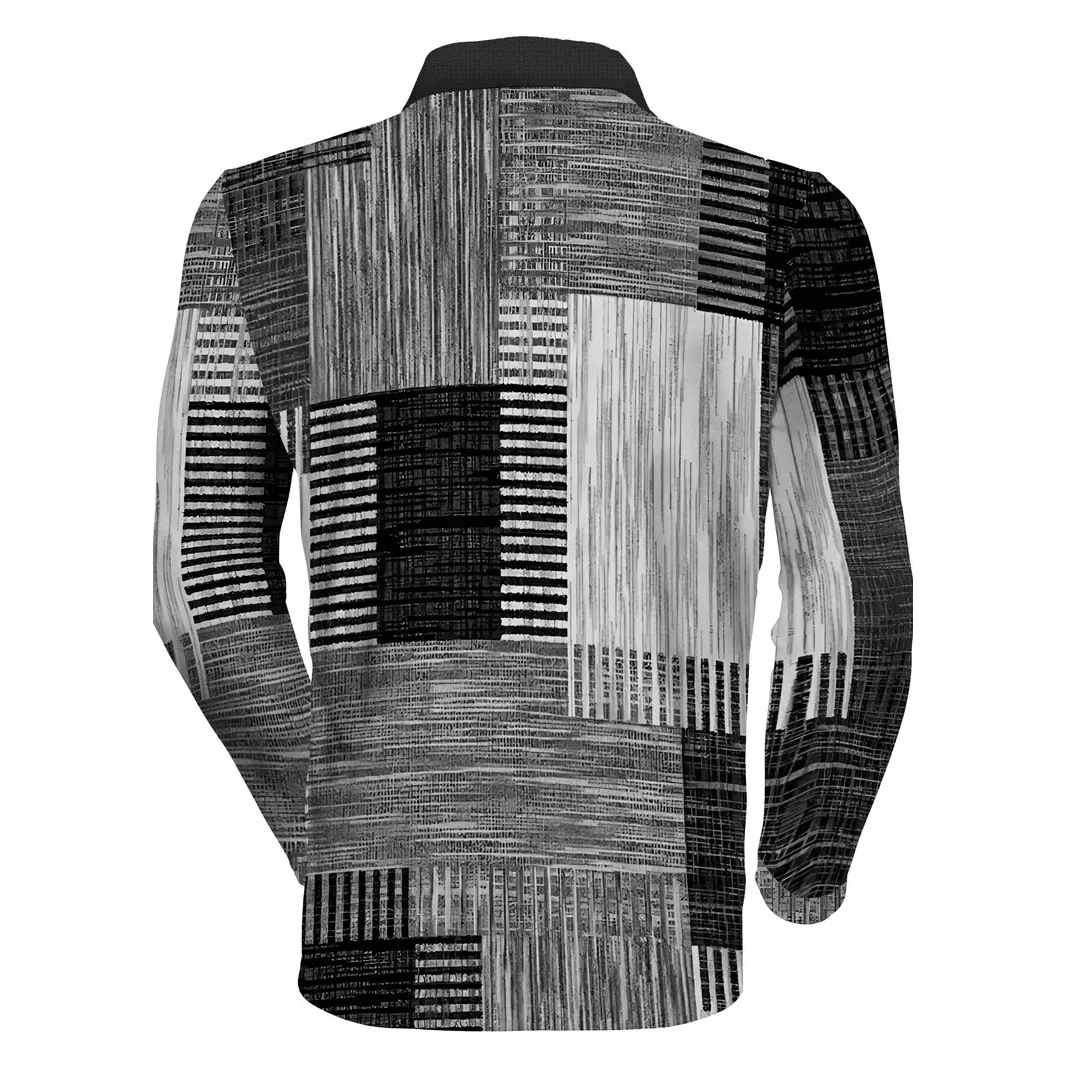 AliExpress transfronterizo línea geométrica de color 3D impresión hombres calle moda suelta cremallera camisa POLO