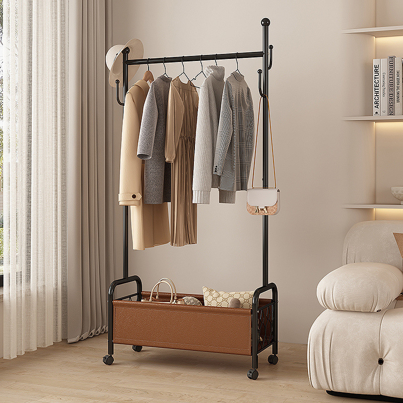 【9377 People Collection】Floor-Standing Clothes Rack for Bedroom, Home Indoor Mobile Multifunctional Magic Tool, Simple Storage