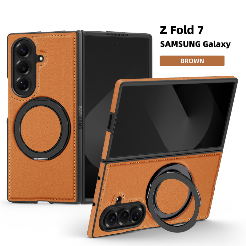 Samsung Z Fold 30% off スタック携帯電話ケース Yashi レザーパターン 360 磁気回転スタンド ZFlip6 保護カバーに適しています。|undefined