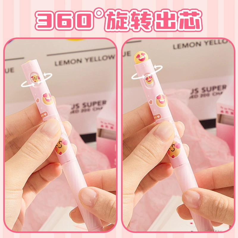 咔巴熊 Fun expression twist pen creative ins style gel pen rotating core changing face pen turning pen black pen
