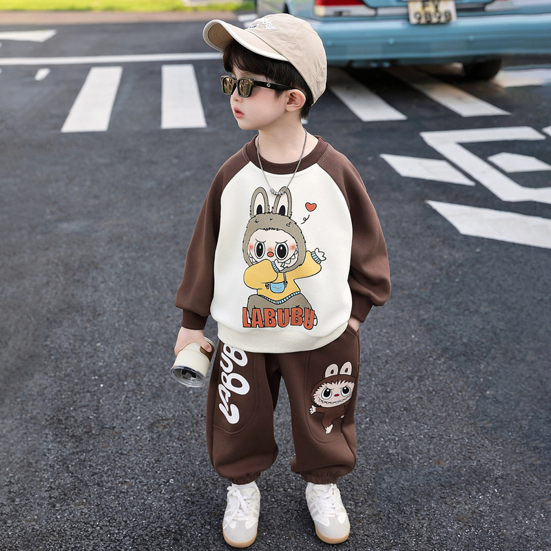 男童拉布布卫衣套装春秋款2025新款宝宝洋气春装男孩运动服两件套|undefined