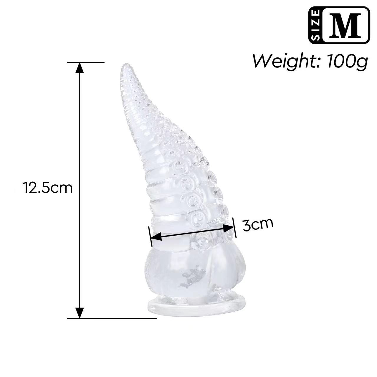 XXL Clear Anal Plug with Suction Cup Base, Ribbed Texture for Beginners — detail image 10