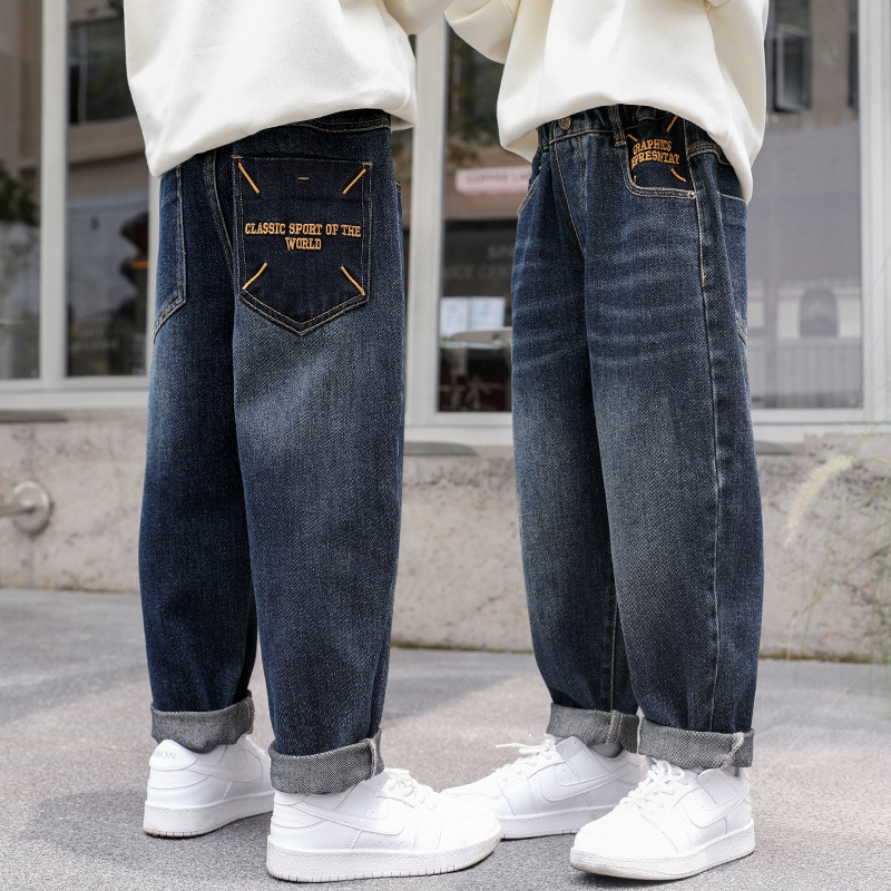 男の子用パンツ 春秋 子供用秋服 ジーンズ ロングパンツ 2026年新作 中高学年向け 秋 男の子用カジュアルパンツ 学生向け
