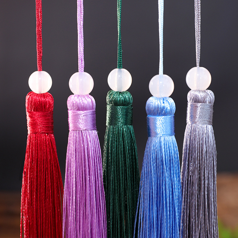 12cm Beaded Chinese Knot Tassel Pouch Car Ornament Hook Decor Small Pendant Amulet Accessory Charm