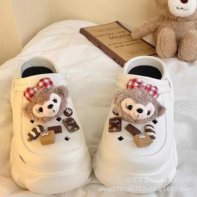 Muñeca de dibujos animados felpa estrella Delu agujero zapatos accesorios piel bola creativa nuevos zapatos decorativos hebilla agujero zapatos Accesorios