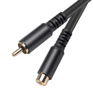 Cross-border wholesale black woven high-grade metal shell subwoofer RCA male to female car audio cable