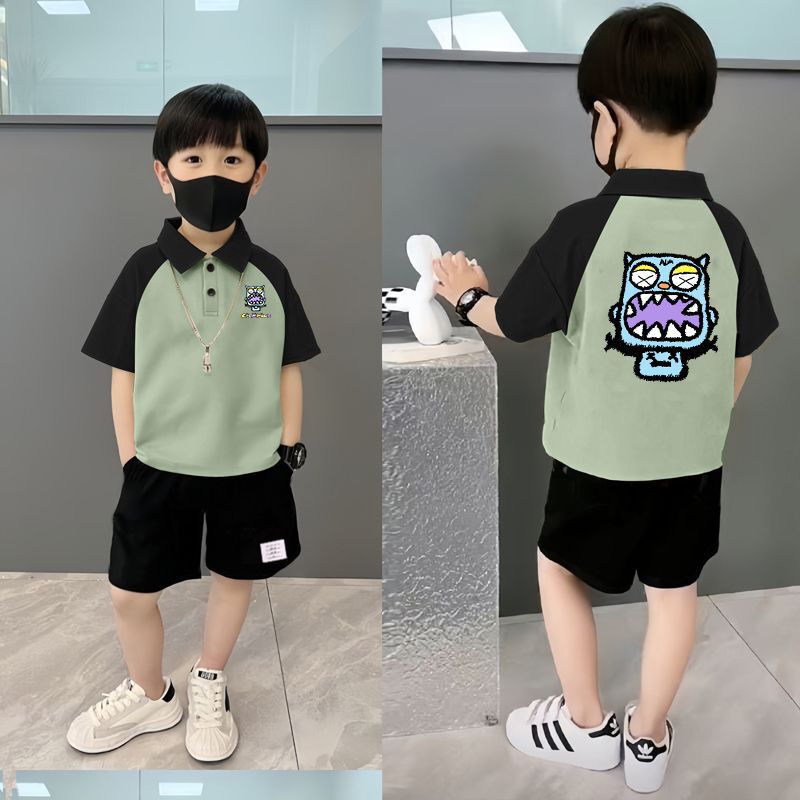 Boys' Pure Cotton Short-Sleeved T-Shirt Kidsren's New Lapel Polo Shirt Top Summer Style Handsome Collared Top Boys' Pure Cotton Short-Sleeved T-Shirt Kidsren's New Lapel Polo Shirt Top Summer Style Handsome Collared Top