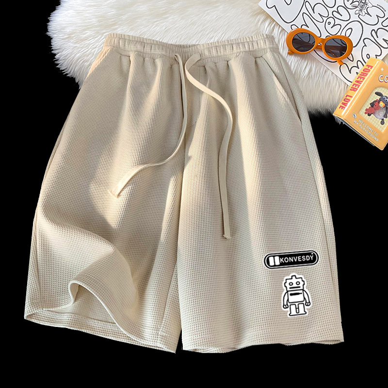 Venta directa de fábrica verano nuevo waffle shorts hombres casual moda marca suelta Pantalones rectos pantalones cortos de baloncesto