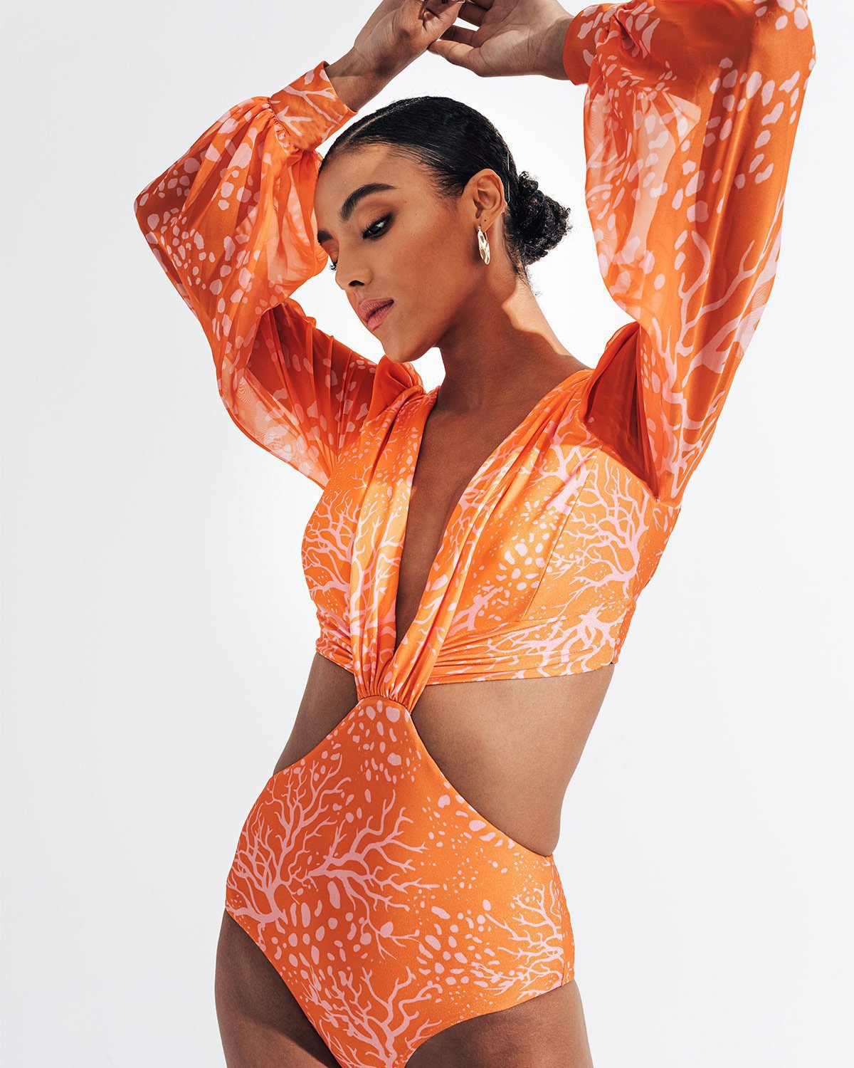 192g Weight Long Sleeve Sleeve Length Nylon, Polyester Fabric Type Regular Top Length Bodysuit Tops Type Swimming Occasion Deep V Neckline Skinny Fit Type Printing Pattern Women's Gender Hollow Out Design Sexy Style Women's Sexy Printing Hollow Out One Piece Swimwear 6