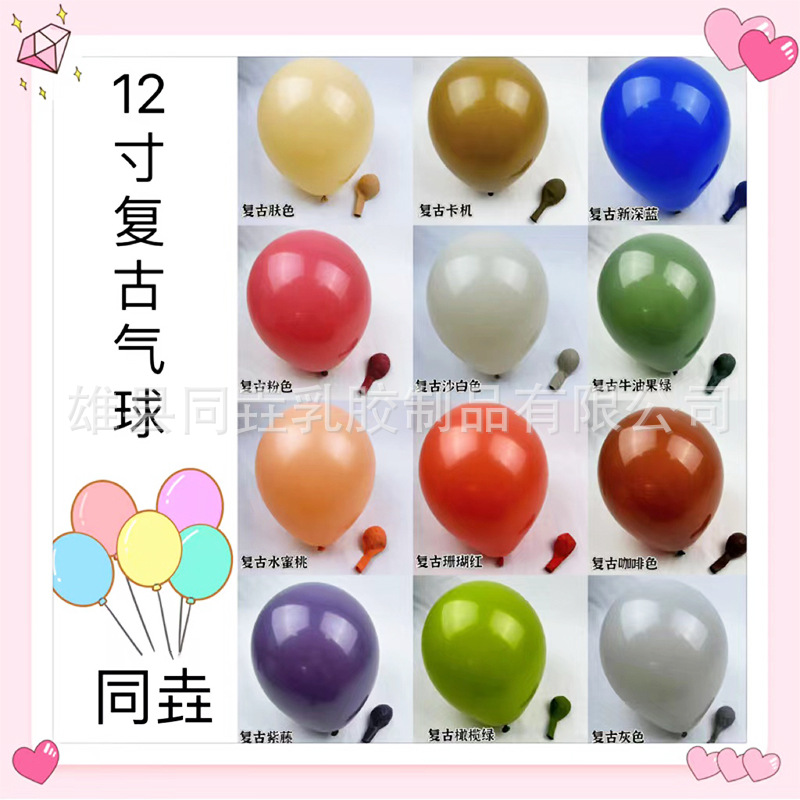 Globo retro transfronterizo 12 pulgadas 2,8G retro engrosada fiesta de cumpleaños globo decoración globo Retro