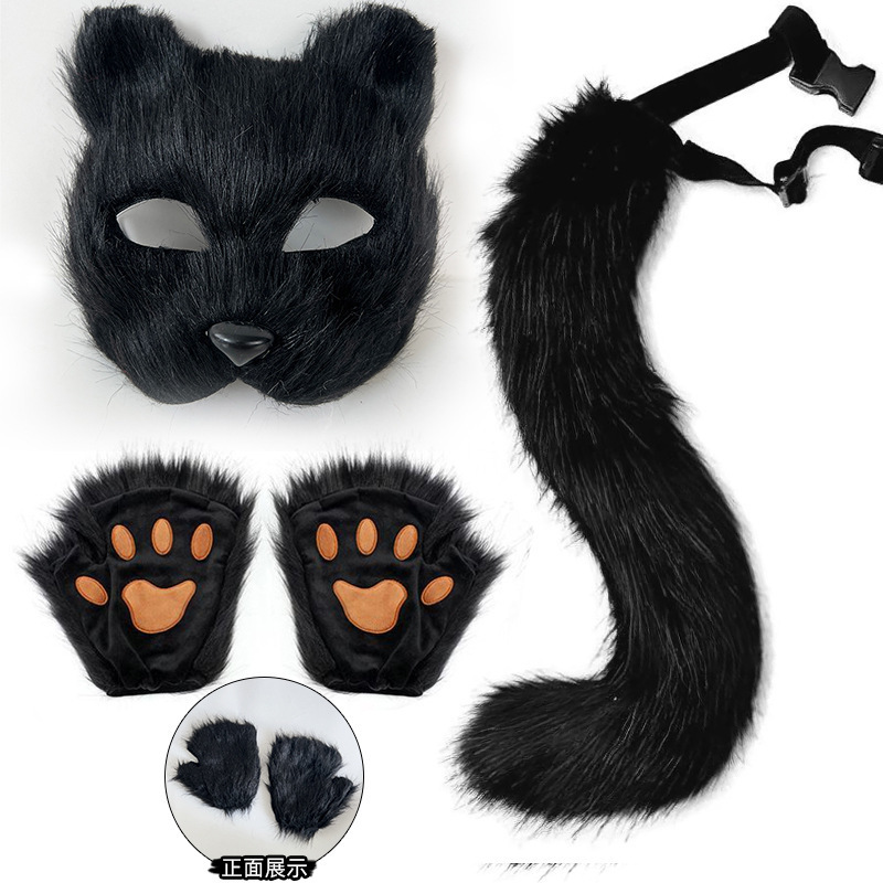 熊掌兽爪猫爪手套半指cosplay漫展道具可爱长毛绒万圣节手套欧美|undefined