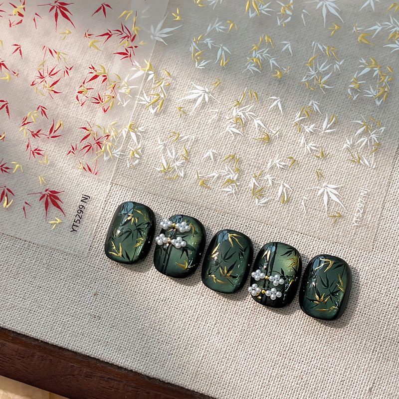 Warm Gold Bamboo Nail Stickers Chinese Style Simple Bamboo Leaf Decal Nail Decorations Wholesale Chinese Style Bamboo Warm Gold Bamboo Nail Stickers Chinese Style Simple Bamboo Leaf Decal Nail Decorations Wholesale Chinese Style Bamboo