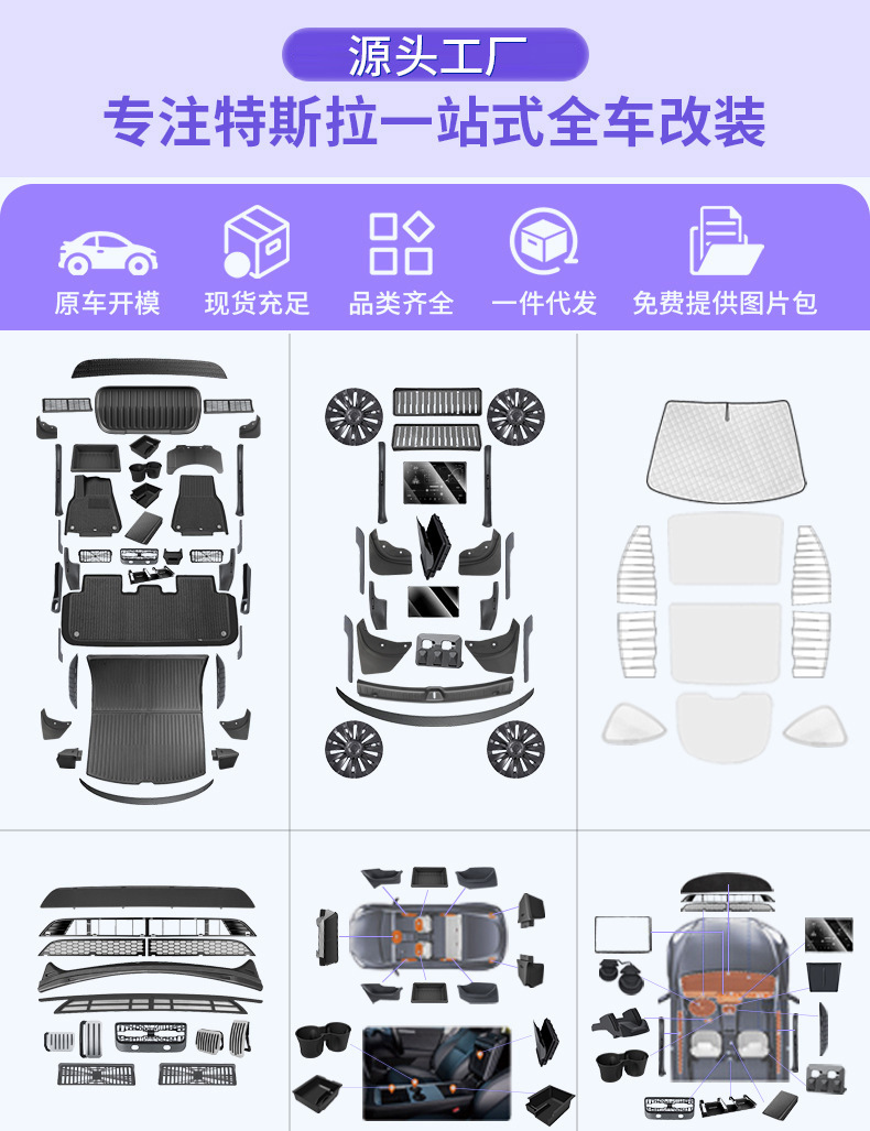 Suitable for the New Model 3Yyl Tesla Integrated Trunk Mat, Full Coverage Backrest Trunk Mat, Trunk Mat Wholesale