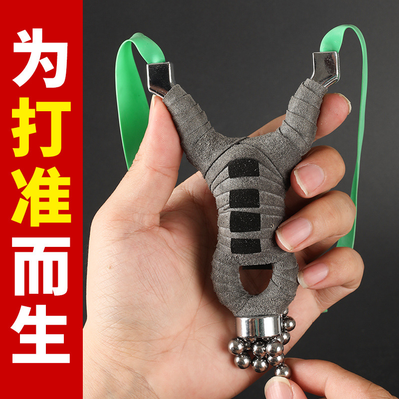 New style composite top pin hunter magnetic flat leather traditional fish shooting steel ball slingshot with single top pin ball bow wholesale
