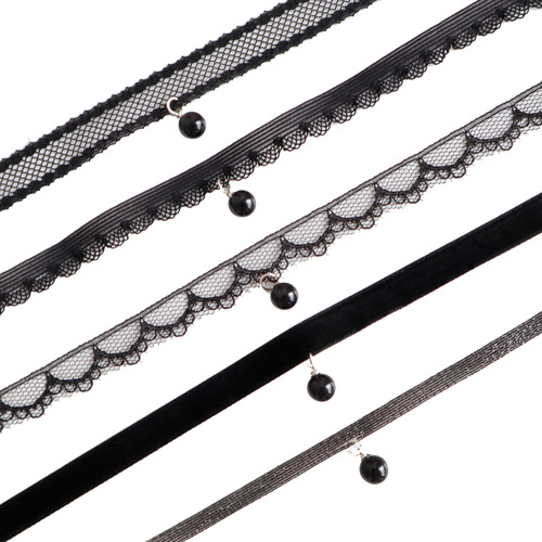 New retro jewelry black lace neckband black pearl pendant choker choker necklace clavicle chain necklace for women