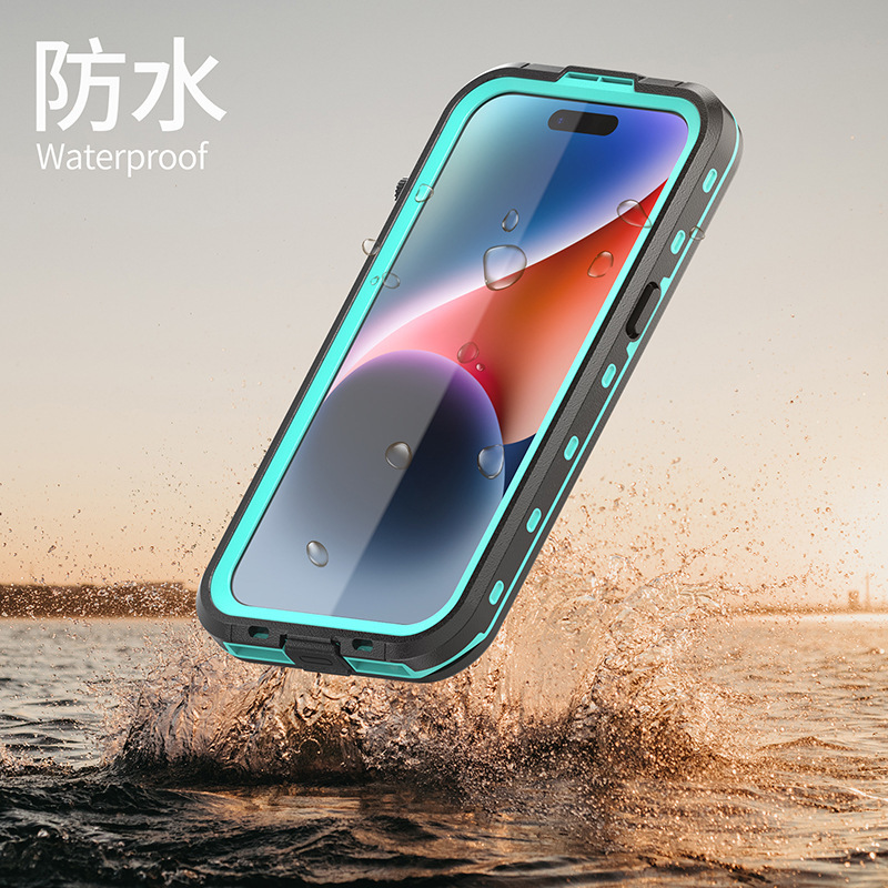 Suitable for swimming running sports iPhone15 mobile phone waterproof shell outdoor rain iPhone15 drop-resistant protective cover