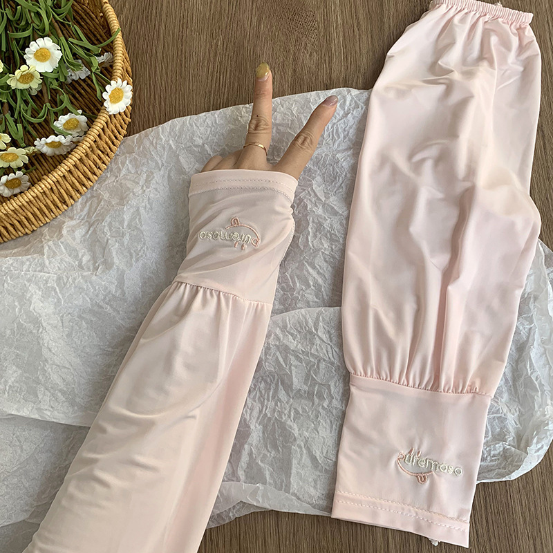 Protector solar suelto para conducir mangas de seda de hielo para mujer de verano estilo fino para andar en bicicleta, sombrilla, mangas de protección transpirables, brazos y brazos al por mayor
