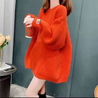 慵懒风宽松毛衣女秋冬新款韩版圆领打底针织毛衣