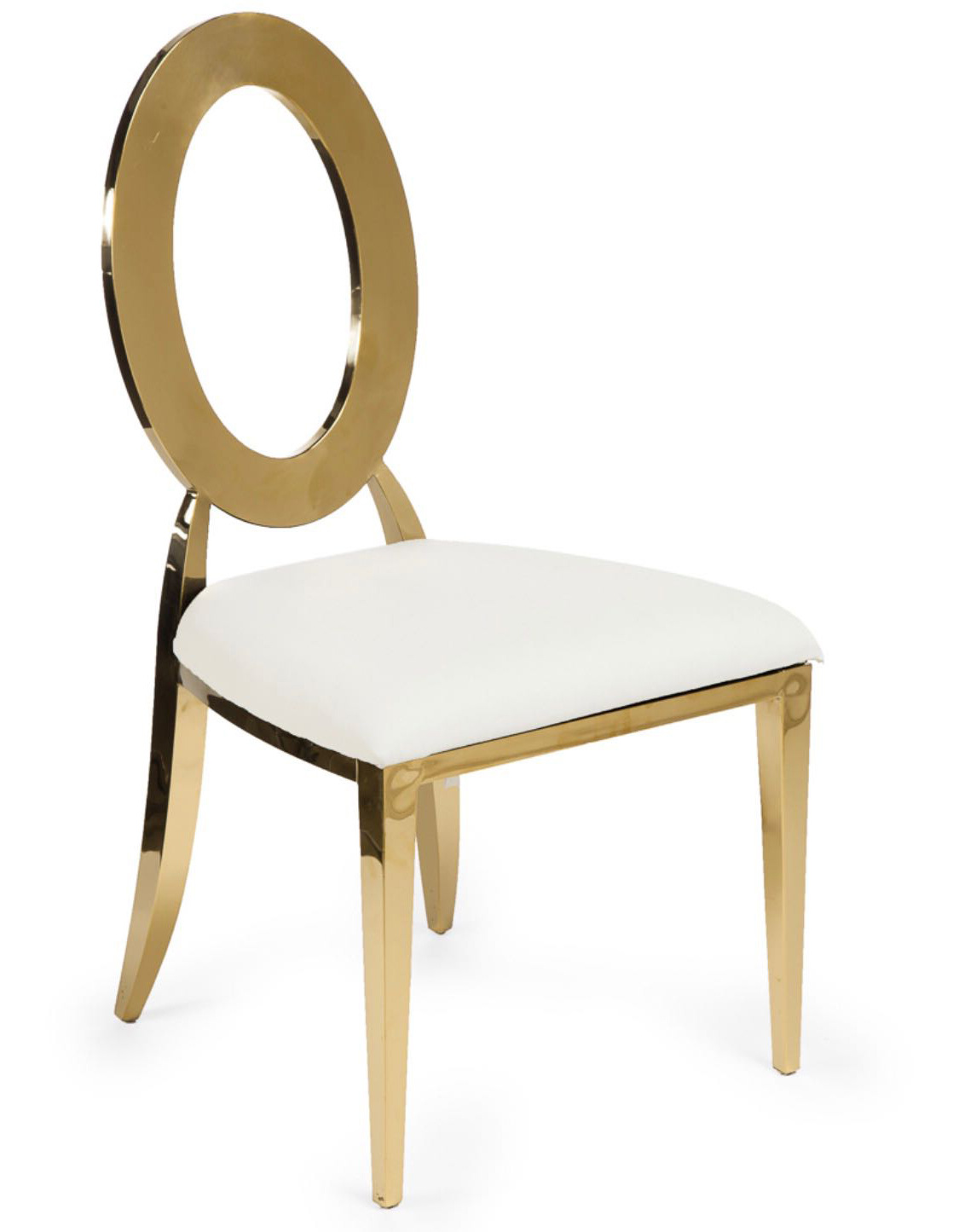 Fábrica al por mayor de acero inoxidable Hotel ronda silla trasera moderna minimalista de acero inoxidable Silla de comedor suave bolsa trasera de acero inoxidable silla