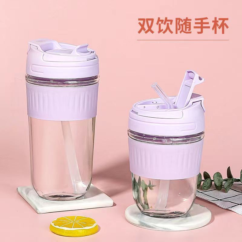 新商品のマカロン色のグラスは携帯してお茶のコップを随行して、手持ちのストローの双飲のコーヒーカップの卸売りの贈り物を持ちます。|undefined
