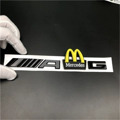 McDonald's car stickers, Mercedes-Benz C-Class, E-Class, S-Class modifications, AMG, BMW M badge, new AMG tail badge, black lettering (Car logo) - standard-amg