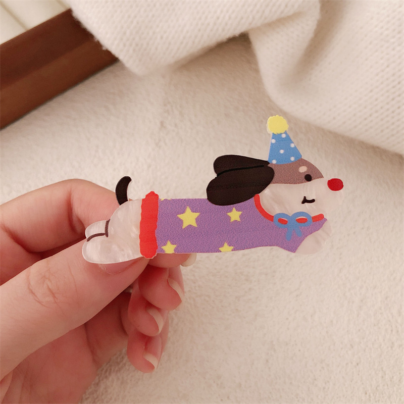 Caricatura encantadora onda punto perrito gatito broche de cabello de niña corazón arco de cabello roto fijación de bordes broche de cabello de gatito universal