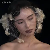 Новая нишевая высококачественная фата для невесты, французский легкий роскошный ретро-цветочный сетчатый головной убор, халат, аксессуары для платья, оптовая продажа