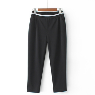 Middle-Aged and Elderly Women's Elastic Band Slim Leggings Fashion Summer Cropped Harem Pants High-Waisted Versatile Pants for Moms
