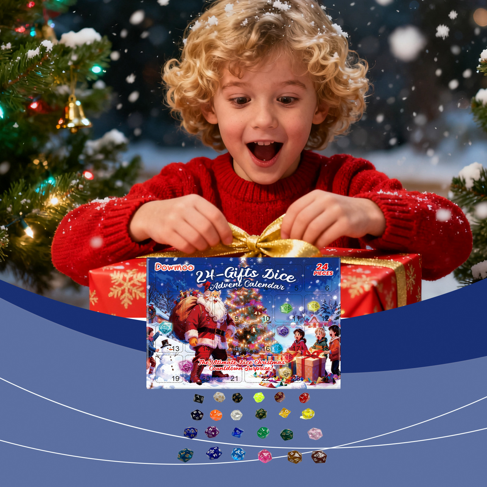 DOWMOO圣诞节降临日历骰子盲盒 24天倒计时节日氛围趣味创意礼盒