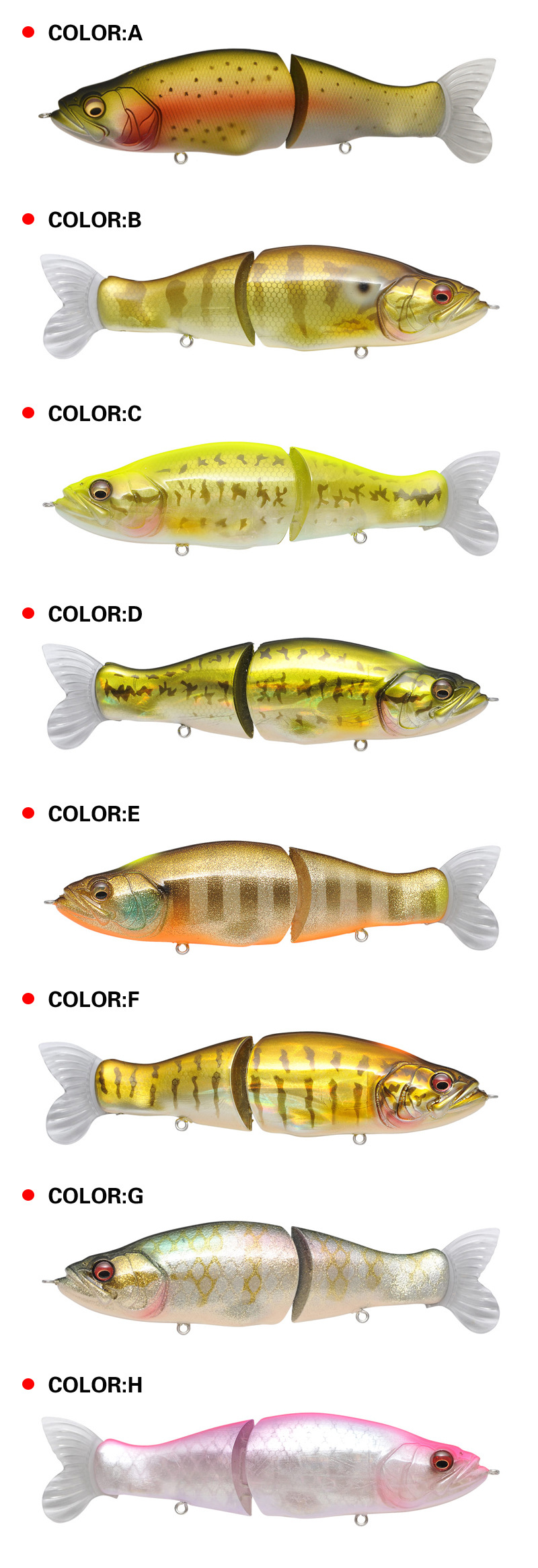 Shallow Diving Glide Baits 5 Colors Hard Plastic Jointed Lure Fresh Water Bass Swimbait Tackle Gear