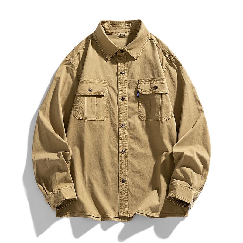 Abbigliamento maschile cityboy loose trend camicia da lavoro uomo manica lunga casual tutto abbinato camicia giacca_voghion.com