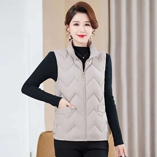 Down-filled cotton vest for women, autumn and winter warm cotton clothing top