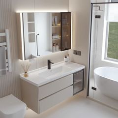 奶油風新款陶瓷一體盆浴室櫃衛生間洗手盆洗臉盆櫃組合洗漱台盆櫃