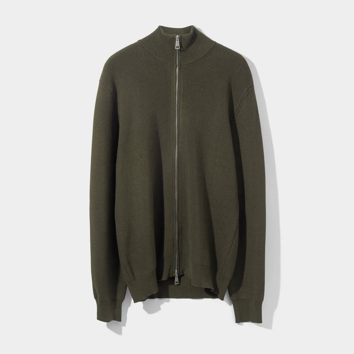 Hombre de cuello alto de doble cabeza cremallera suéter otoño y invierno nuevo estilo de ropa casual de hombre de negocios de color sólido delgado jersey cardigan superior