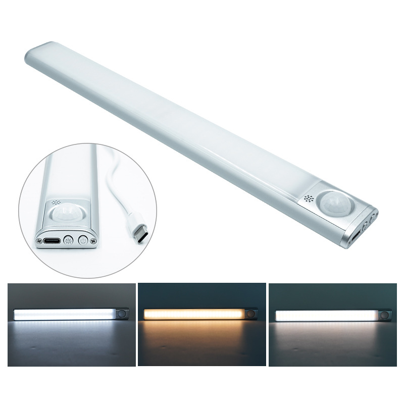 Fuente fabricante recargable luz nocturna luz de sensor de cuerpo humano led inteligente luz de armario de pared luz de armario de succión magnética de batería