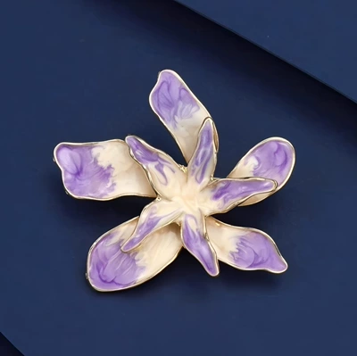 Small Fresh Enamel Colorful Bauhinia Flower Brooch, High-End Female Design, Niche Corsage, Luxurious Elegant Brooch Accessories (Yaxa sancaqları) - purple-gradient-flowers