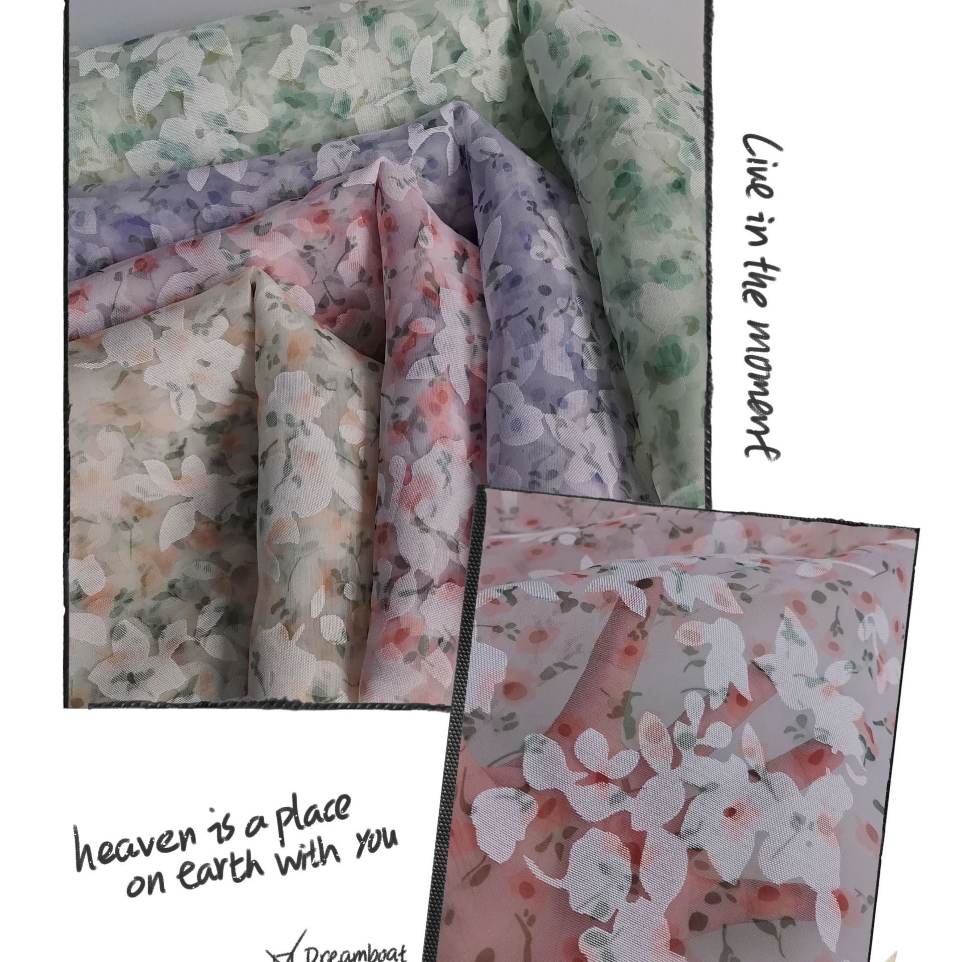 新款现货~爆款无弹薄透涤棉叶子烧花小碎花印花 仙美时尚裙装面料