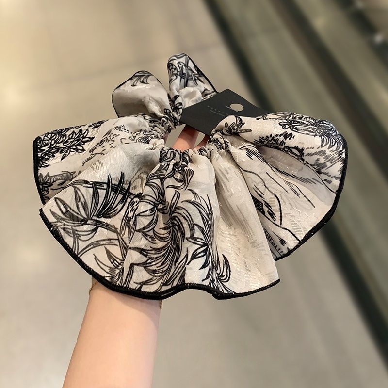 新中式水墨碎花大肠圈百搭少女扎丸子头发绳ins爆款马尾气质头绳|undefined