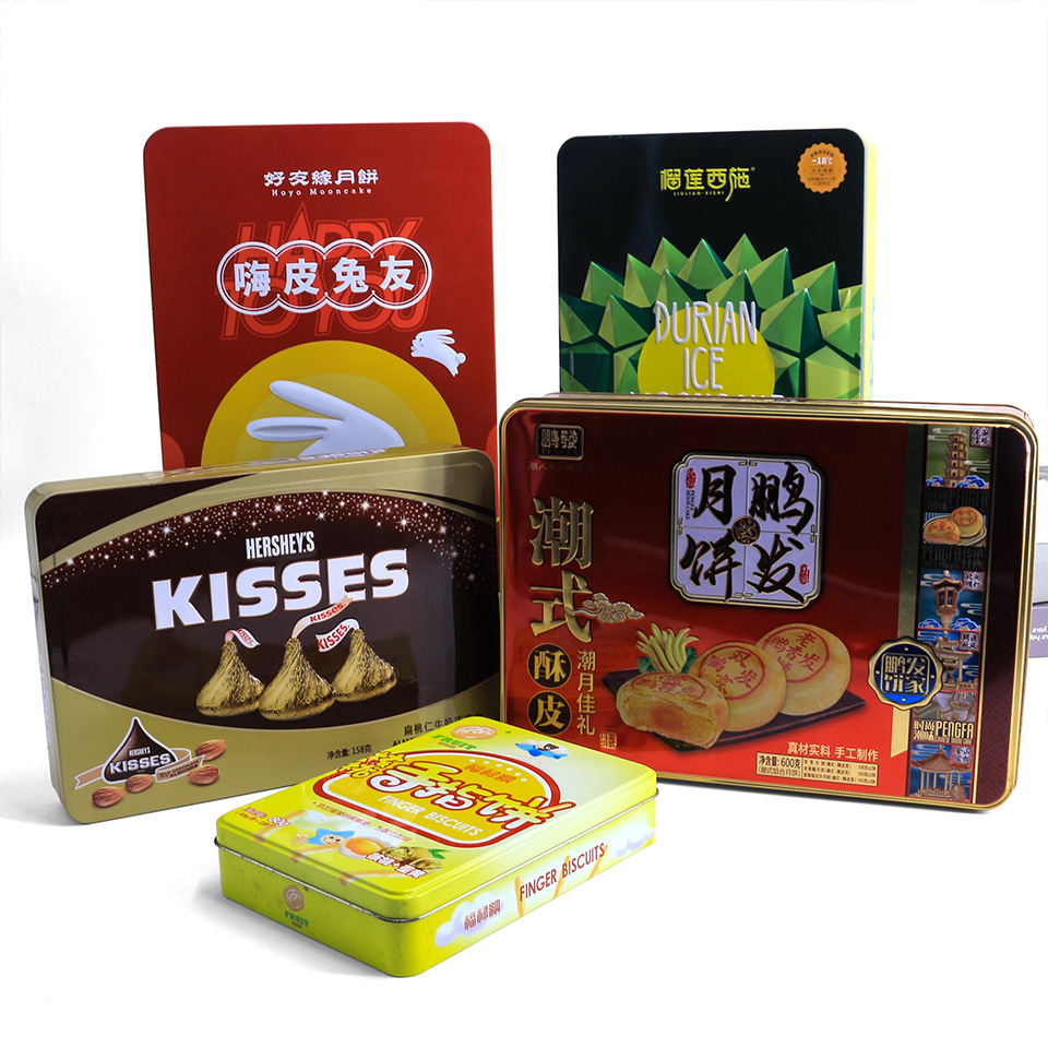 金属中秋月饼礼盒包装铁盒 食品饼干马口铁罐厂家 冰皮月饼铁盒