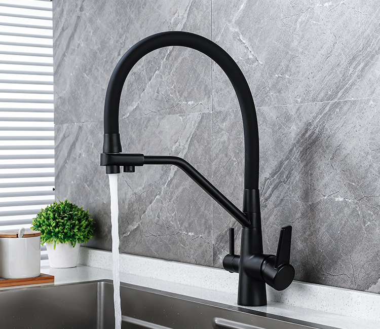 Cross-border zinc-clad copper kitchen faucets with purified water, three-water faucets, cold and hot water faucets, wholesale direct drinking water faucets undefined