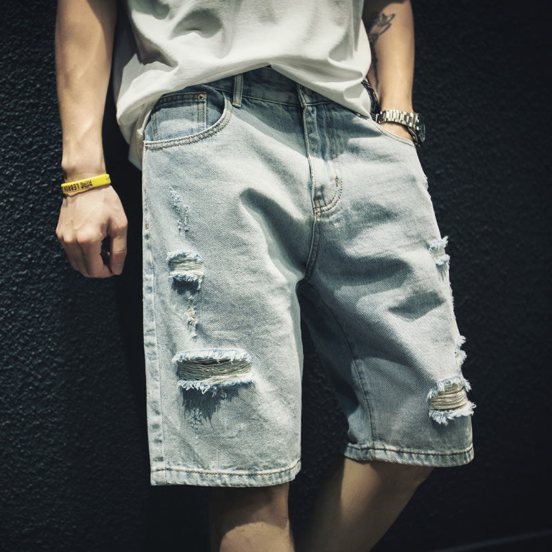 New Arrival Rearing Denim Shorts Men's Loose Trendy Outer Wear Five-point Pants plus size Mid-length Pants Trendy Summer Thin Breeches New Arrival Rearing Denim Shorts Men's Loose Trendy Outer Wear Five-point Pants plus size Mid-length Pants Trendy Summer Thin Breeches