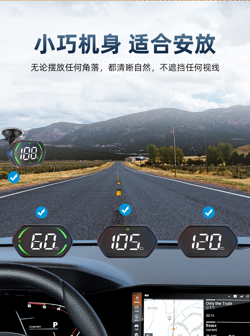 Car Hud Head-Up Display Car Gps Universal Driving Computer High-Definition Lcd Instrument New Spot G22